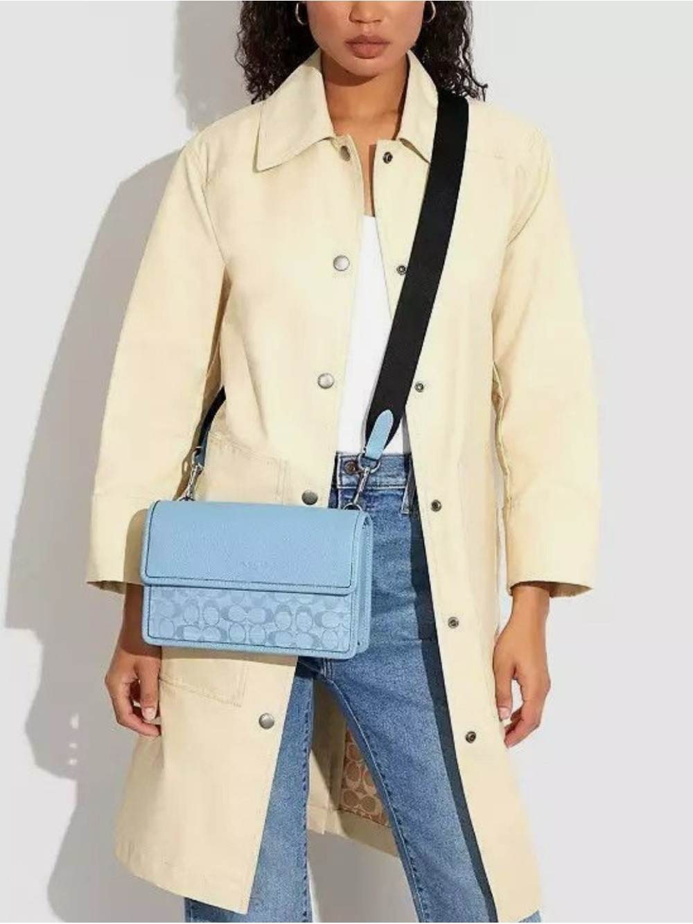 Coach CH828 Turner Colorblock Chambray Crossbody Messenger Bag Light Blue(new)